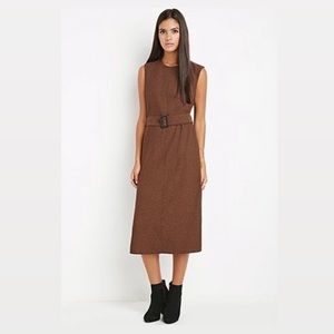 Forever21 Contemporary Brown Belted Shift Dress XS